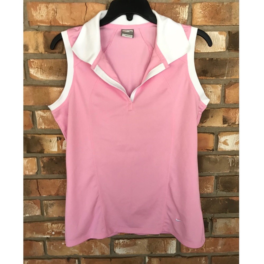 Nike Girls Sleeveless Pink and White Shirt…